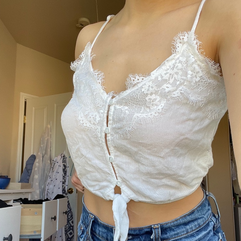 F21 button up crop top